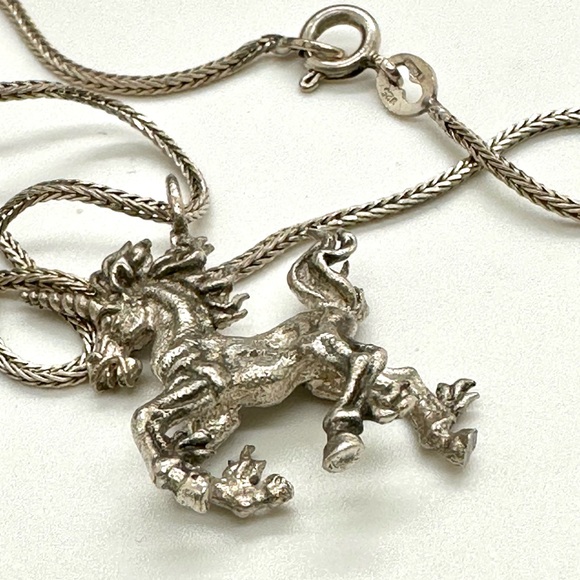 Sterling Silver Unicorn Pendant Necklace - Picture 11 of 16